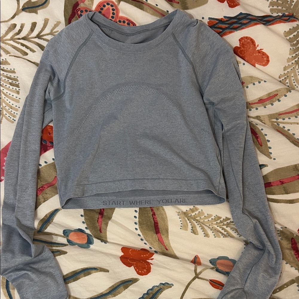 lululemon athletica Light Blue Crop Long-Sleeve Top